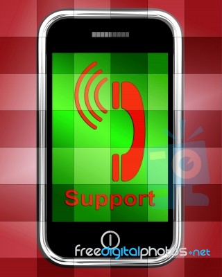 Support On Phone Displays Call For Advice Stock Image