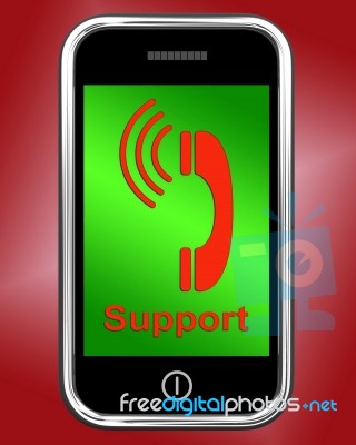 Support On Phone Shows Call For Advice Stock Image