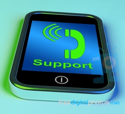 Support On Phone Shows Call For Advice Stock Image