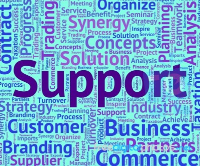 Support Word Indicates Supporting Wordcloud And Text Stock Image