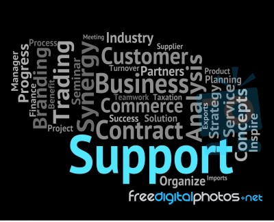 Support Word Indicates Wordcloud Assist And Wordclouds Stock Image