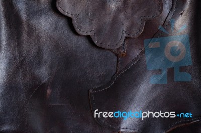 Surface Of Black Leather Stock Photo