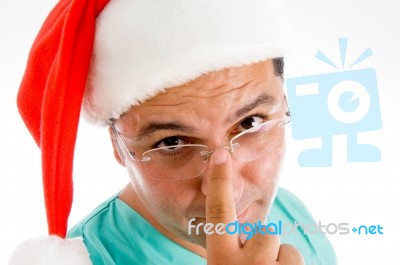 Surgeon Wearing Christmas Hat Stock Photo