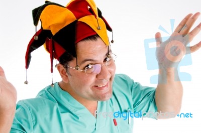 Surgeon Wearing Colorful Hat Stock Photo