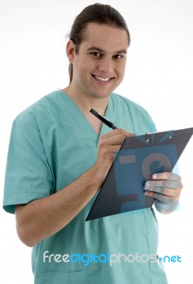 Surgeon Writing Prescription Stock Photo