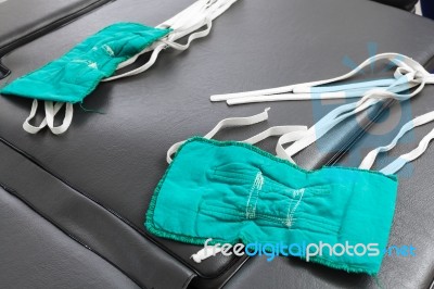 Surgery Mask On Bed For Medical Care Stock Photo