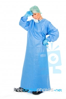 Surgical Woman Doctor On White Backgroung Stock Photo