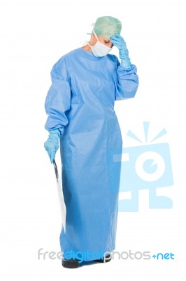 Surgical Woman Doctor On White Backgroung Stock Photo