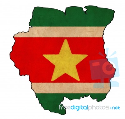 Suriname Map On  Flag Drawing ,grunge And Retro Flag Series Stock Image