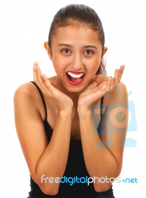 Surprised Girl With Happiness Stock Photo