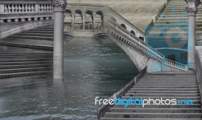 Surreal Stairs Over Water Stock Image