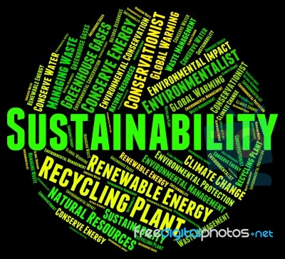 Sustainability Word Indicates Sustainable Recycling And Conserve… Stock Image