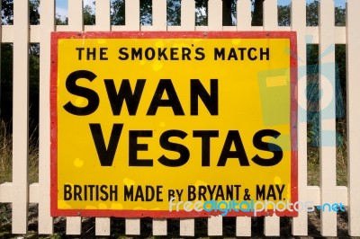 Swan Vestas Sign At Sheffield Park Station Stock Photo