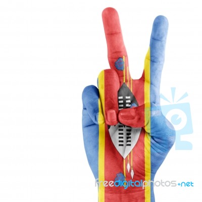 Swaziland Flag On Hand Stock Photo