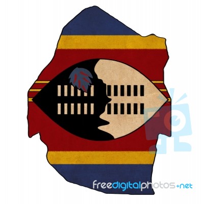 Swaziland Map On  Flag Drawing ,grunge And Retro Flag Series Stock Image