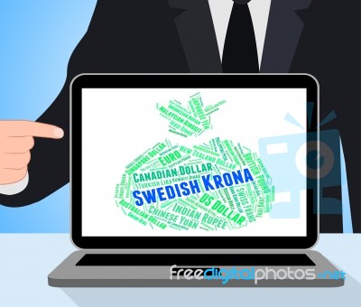 Swedish Krona Indicates Exchange Rate And Banknote Stock Image