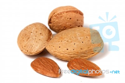 Sweet Almonds On White Background Stock Photo