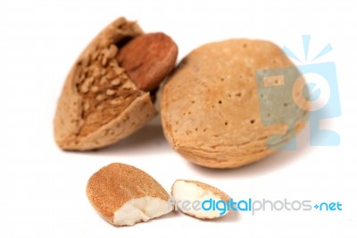 Sweet Almonds On White Background Stock Photo