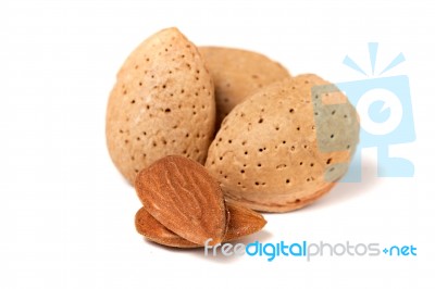 Sweet Almonds On White Background Stock Photo