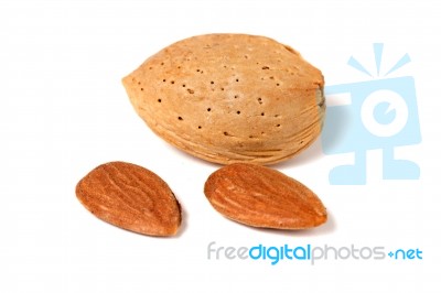 Sweet Almonds On White Background Stock Photo