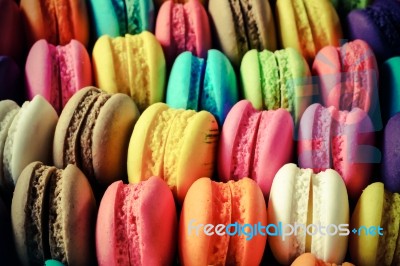 Sweet And Colourful French Macaroons Stock Photo