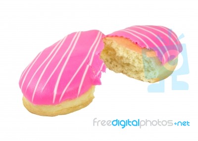 Sweet Donut With Pink Icing Stock Photo