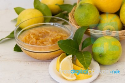 Sweet Lemon Jam From The Organic Garden Stock Photo