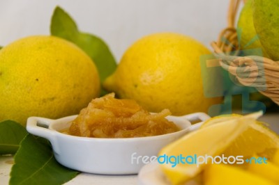 Sweet Lemon Jam From The Organic Garden Stock Photo