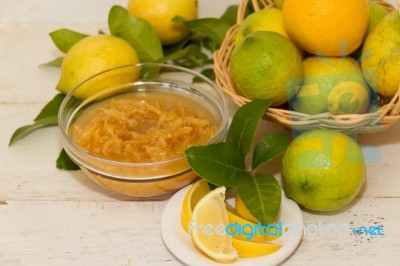 Sweet Lemon Jam From The Organic Garden Stock Photo