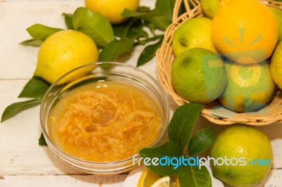 Sweet Lemon Jam From The Organic Garden Stock Photo