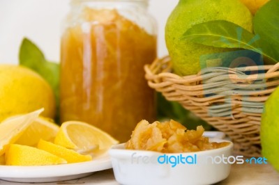 Sweet Lemon Jam From The Organic Garden Stock Photo