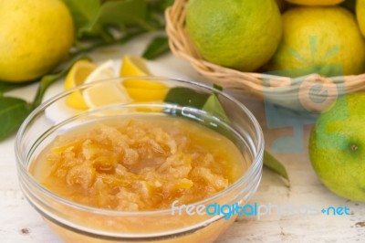 Sweet Lemon Jam From The Organic Garden Stock Photo