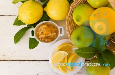 Sweet Lemon Jam From The Organic Garden Stock Photo