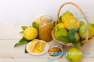 Sweet Lemon Jam From The Organic Garden Stock Photo