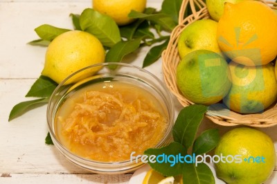 Sweet Lemon Jam From The Organic Garden Stock Photo