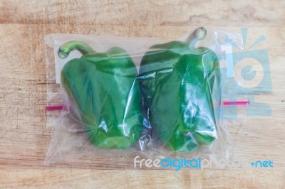 Sweet Pepper In Plastic Bag Stock Photo