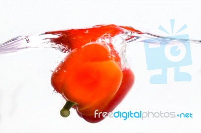 Sweet Pepper Splash Stock Photo