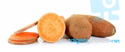 Sweet Potato Isolated On The White Background Stock Photo