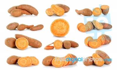 Sweet Potato Isolated On The White Background Stock Photo