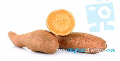 Sweet Potato Isolated On The White Background Stock Photo