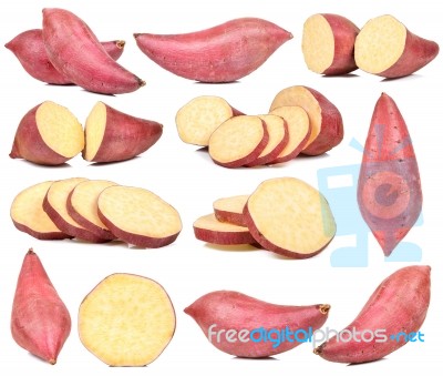 Sweet Potato Isolated On The White Background Stock Photo