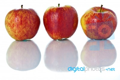 Sweet Ripe Red Apples Isolated On White Background Stock Photo