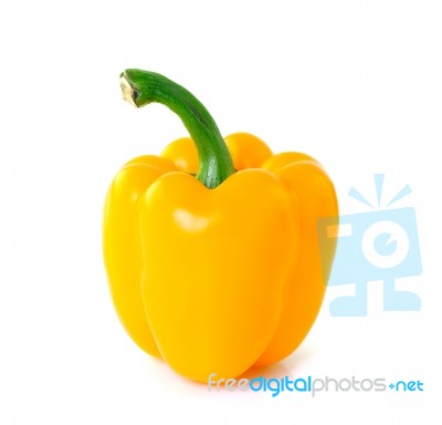 Sweet Yellow Pepper Isolated On White Background Stock Photo