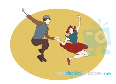 Swing Dancing Couple Stock Image