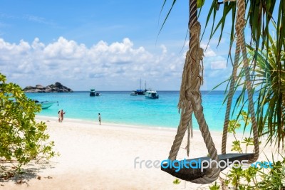 Swing On The Beach At Koh Miang, Thailand Stock Photo