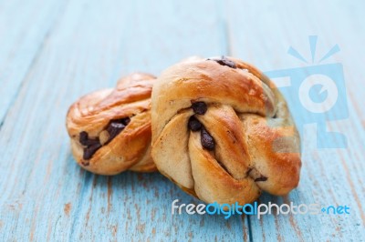 Swirl Bread On Wood Table Stock Photo