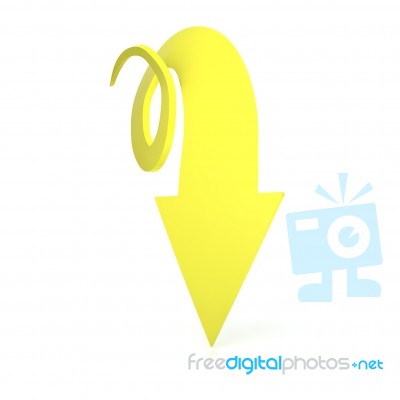 Swirly Down Yellow Arrow Stock Image