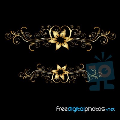 Swirly Floral With Golden Stock Image