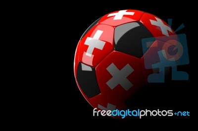 Switzerland Soccer Ball Isolated Dark Background Stock Image