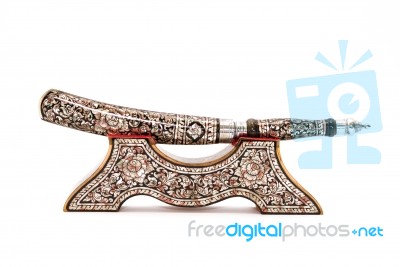 Sword On White Background Stock Photo